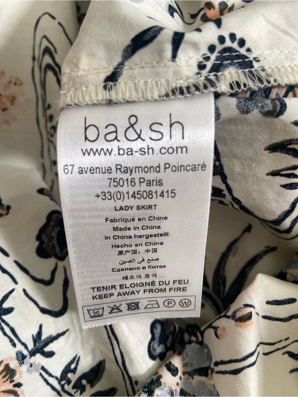 BA&SH Falco Cotton Floral Tulip Skirt Ecru Size 8 High Waist Draped - Picture 5 of 9